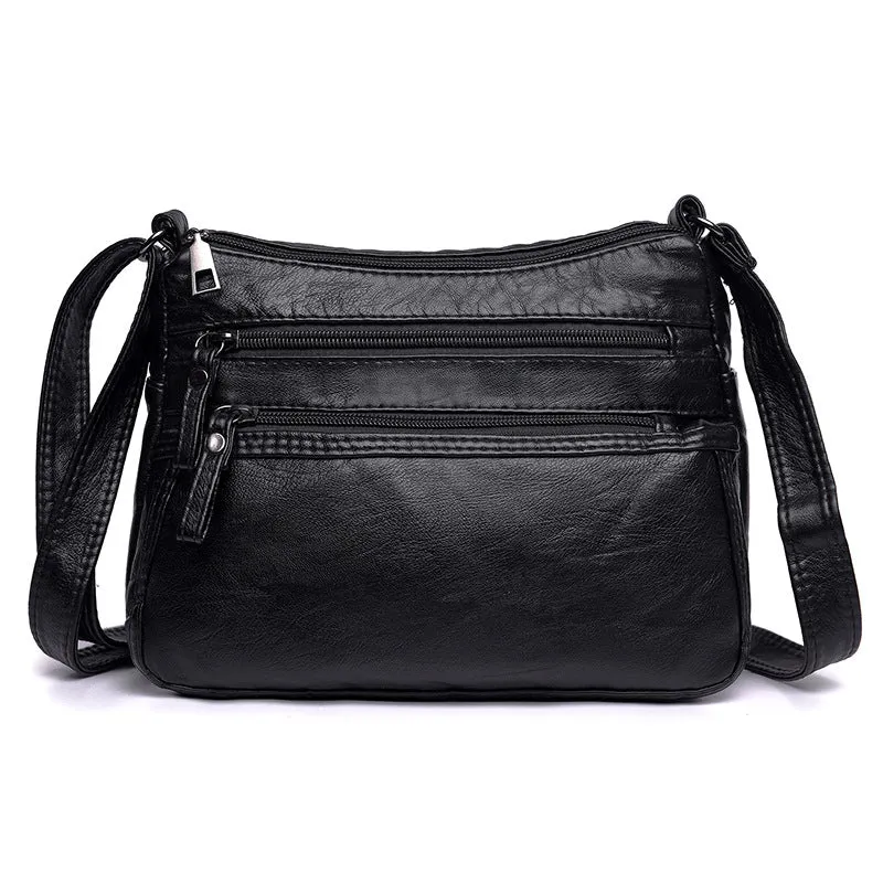 Women's One Mom Washed Leather Soft Crossbody Bags