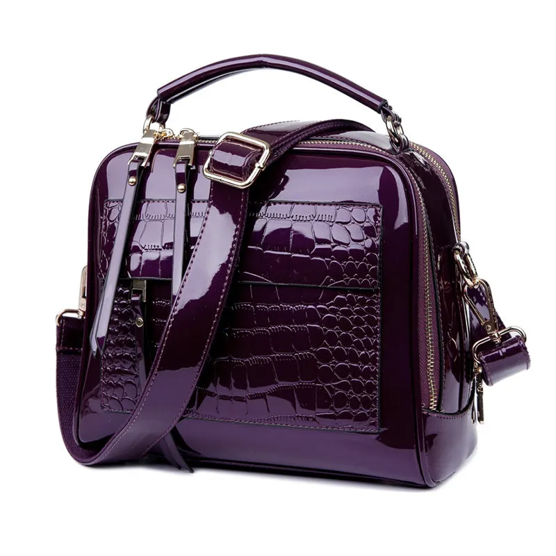 Women's Patent Leather Fashionable Shell Portable Crossbody Bags