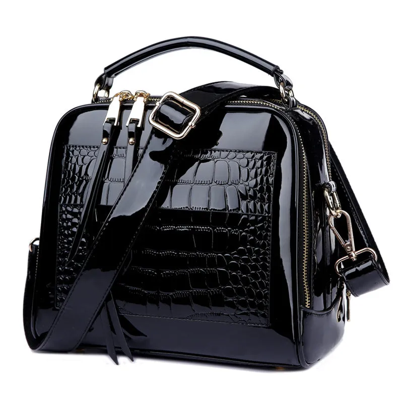 Women's Patent Leather Fashionable Shell Portable Crossbody Bags