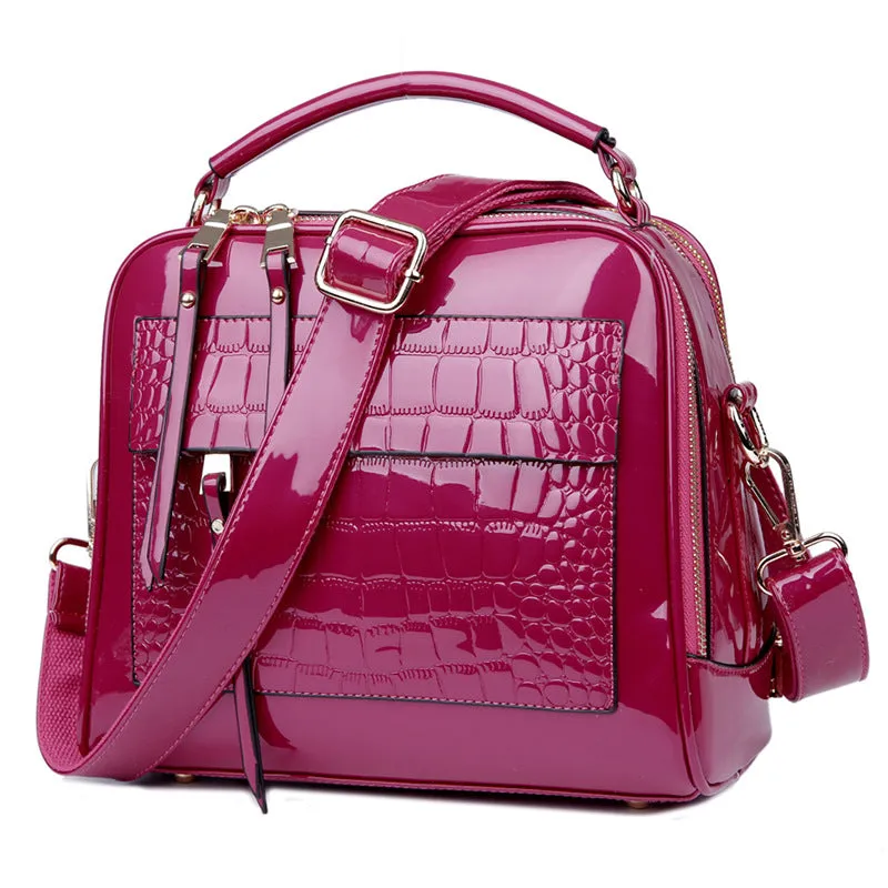 Women's Patent Leather Fashionable Shell Portable Crossbody Bags