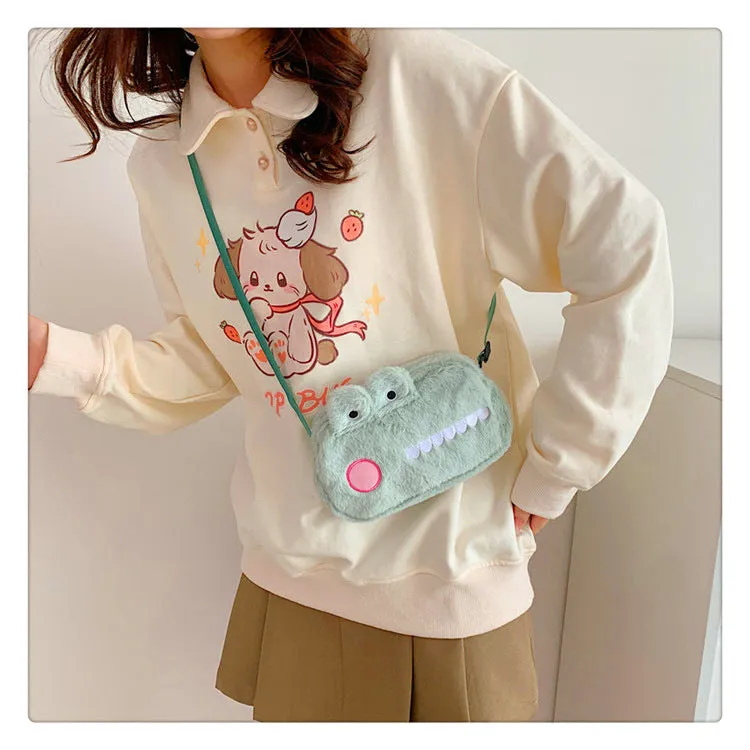 Women's Plush Clow Make-up Cute Birthday Gift Crossbody Bags